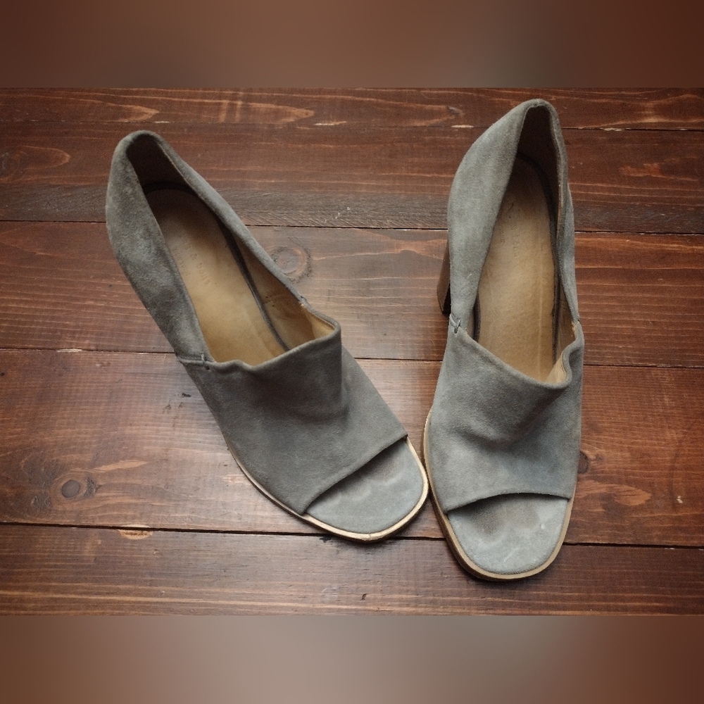 Rag & Bone Myra Suede Peep Toe Block Heels - Picture 2 of 10